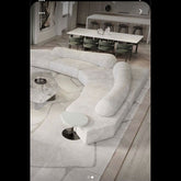 Trueliving Modern Light Six Seater Sofa Linen Finish (H 36" x W 80" x D 34")+(H 33" x W 60" x D 35")+(H 30'' x W 31'' x D 30'')